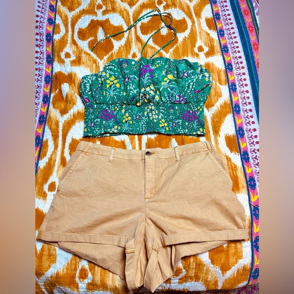 Anthropologie Shirt and Old Navy Shorts